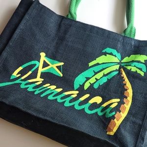 Jamaica black Burlap tote bag